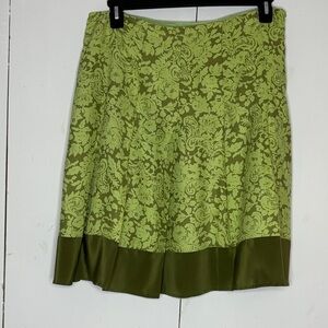 Putumayo green floral pleated silk skirt size Large